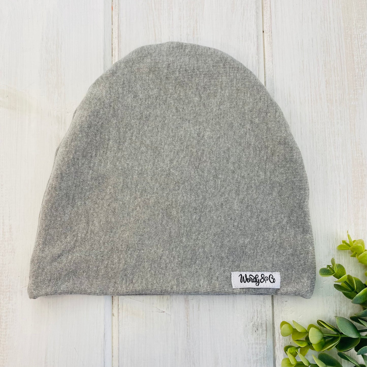 Super soft gray beanie in modern slouchy fit.