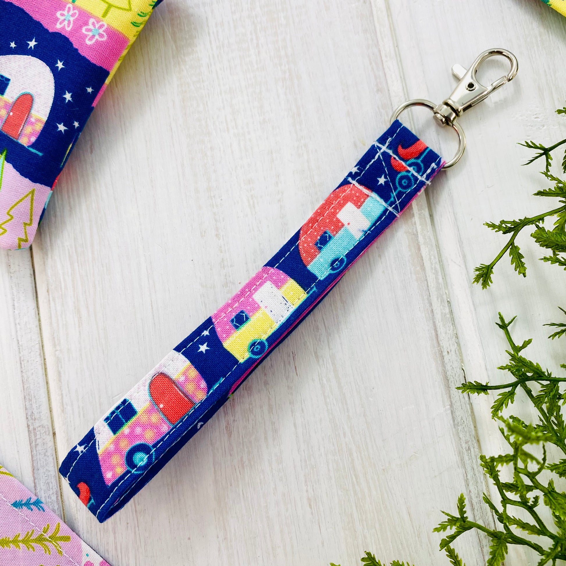 Camper outdoor theme key fob.